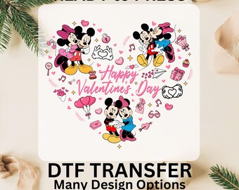 Mickey Minnie Happy Valentine's Day DTF Transfer Ready to Press, Disney Cartoon Characters Cute DTF Prints, Carl and Ellie, Matching Couples