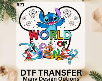 Stitch World of Disney DTF Transfer, Stitch Lilo Ready to Press DTF, Stitch Iron On decals, Pre-printed DTF Print, Stitch Dtf Gang Sheet