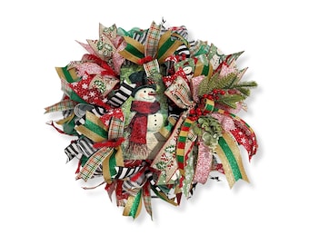 Snowman Christmas Wreath: Holiday Farmhouse Front Door Decor