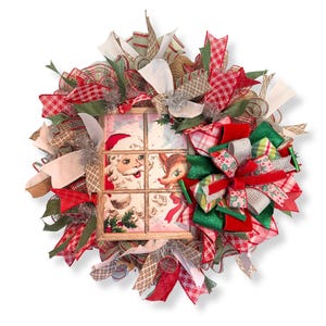 Handmade Santa Ribbon Wreath: Rustic Holiday Front Door Decor