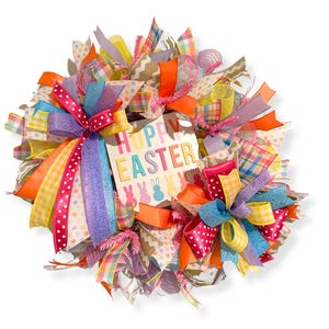 Hoppy Easter Wreath: Handmade Ribbon Spring Door Decor