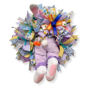Handmade Easter Bunny Butt Wreath: Pastel Spring Door Decor