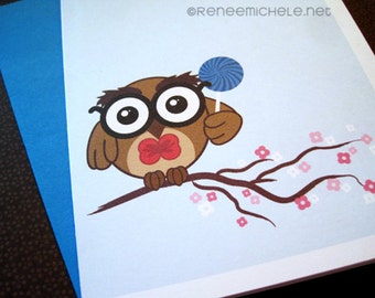 Cute Owl with Lollipop Note Card