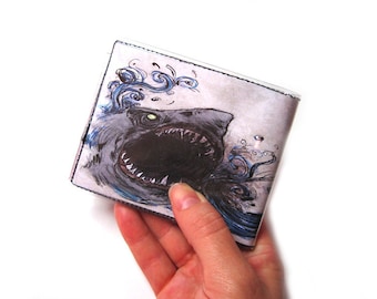 Mens unisex Shark Attack bifold vinyl wallet