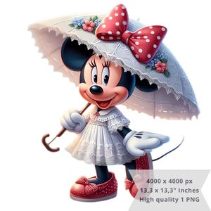 1 PNG Linda Minnie Mouse Verano, Imágenes prediseñadas, Archivo PNG de diseño digital para sublimación, Alta resolución, Descarga PNG digital