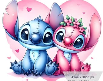 1 PNG Heart Stitch and Angel, Clipart Images, Digital design PNG file for sublimation, High Resolution, Instant Digital PNG Download