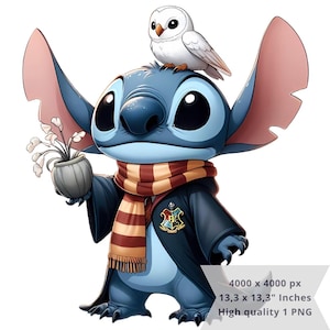1 PNG Cute Stitch Wizard, Imágenes prediseñadas, Archivo PNG de diseño digital para sublimación, Alta resolución, Descarga PNG digital instantánea
