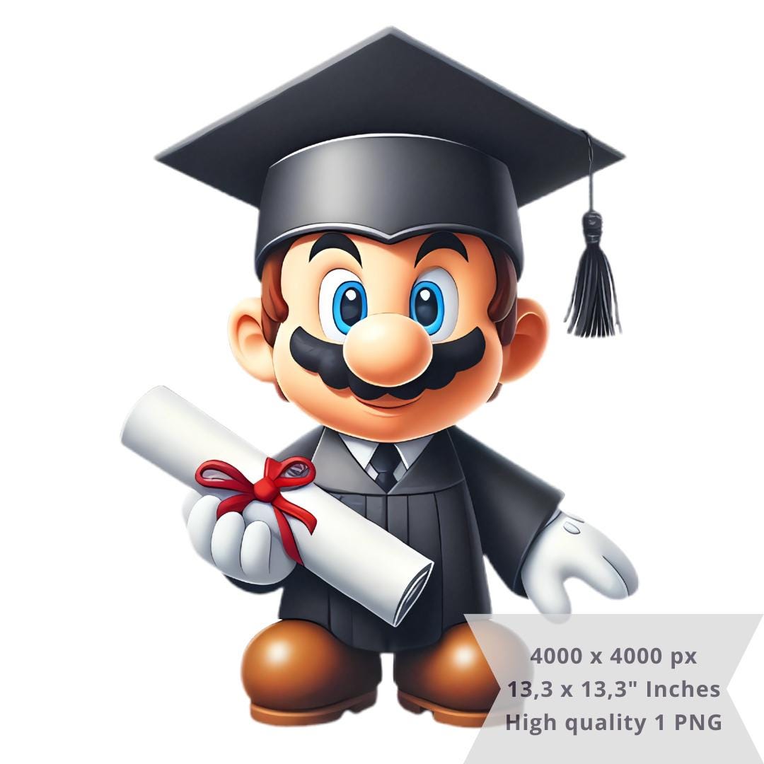 1 PNG Cute Super Mario Graduation, Clipart Images, Digital Design PNG ...