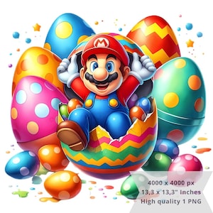 1 PNG Super Mario Splash Easter, Clipart Images, Digital design PNG file for sublimation, High Resolution, Instant Digital PNG Download