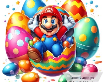 1 PNG Super Mario Splash Easter, Clipart Images, Digital design PNG file for sublimation, High Resolution, Instant Digital PNG Download