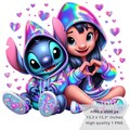 1 PNG Love Lilo and Stitch Neon, Clipart Images, Digital design PNG file for sublimation, High Resolution, Instant Digital PNG Download