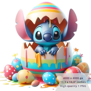 1 PNG かわいいステッチ スプラッシュ イースター、クリップアート画像、昇華用デジタル デザイン PNG ファイル、高解像度、インスタント デジタル PNG ダウンロード