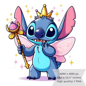 1 PNG かわいいステッチプリンセス, クリップアート画像, 昇華用デジタルデザイン PNG ファイル, 高解像度, インスタントデジタル PNG ダウンロード