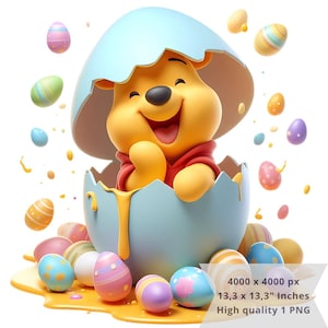 1 PNG Carino Winnie the Pooh Pasqua, Immagini Clipart, File PNG di progettazione digitale per sublimazione, Alta risoluzione, Download PNG digitale istantaneo