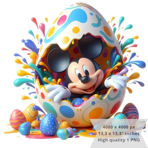 1 PNG Cute Mickey Splash Easter, Clipart Images, Digital design PNG file for sublimation, High Resolution, Instant Digital PNG Download
