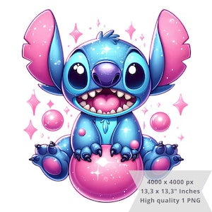 1 PNG Stitch Bubbles, Imágenes prediseñadas, Archivo PNG de diseño digital para sublimación, Alta resolución, Descarga PNG digital instantánea