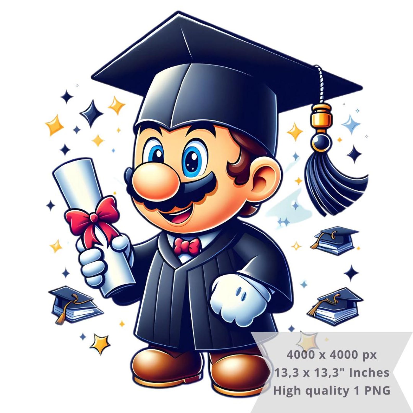 1 PNG Cute Super Mario Graduation, Clipart Images, Digital Design PNG ...