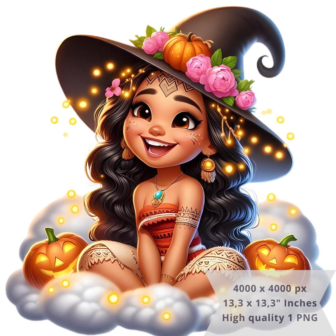 1 PNG Cute Moana Pumpkins Halloween, Clipart Images, Digital Design PNG File for Sublimation ...