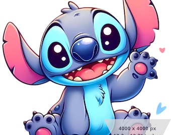 1 PNG Cute Stitch Hearts, Clipart Images, Digital design PNG file for sublimation, High Resolution, Instant Digital PNG Download
