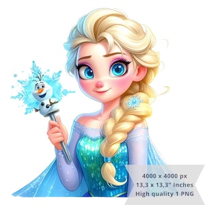 1 PNG 愛エルサとオラフのアナと雪の女王クリップアート画像、昇華用デジタル デザイン PNG ファイル、高解像度、インスタント デジタル ダウンロード PNG