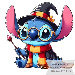 Puede incluir: Un personaje de dibujos animados azul y rosa que lleva un sombrero de bruja negro con una franja amarilla y roja, gafas redondas y una bufanda roja y amarilla. El personaje sostiene una varita rosa con una estrella en la parte superior.