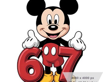 1 PNG Cute Mickey Six Seven, Clipart Images, Mickey 67 Digital design PNG file for sublimation, High Resolution, Instant Digital Download