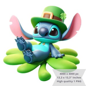 1 PNG かわいいステッチ 聖パトリックの日、クリップアート画像、昇華用デジタルデザイン PNG ファイル、高解像度、インスタントデジタル PNG ダウンロード