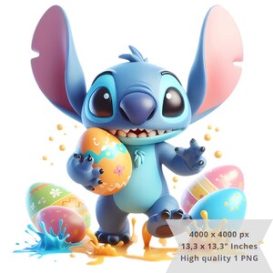 1 PNG かわいいステッチ カラフルなイースター、クリップアート画像、昇華用デジタル デザイン PNG ファイル、高解像度、インスタント デジタル PNG ダウンロード