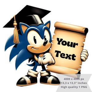 1 PNG Cute Sonic Graduation, Images clipart, Fichier PNG de conception numérique pour sublimation, Haute résolution, Téléchargement numérique instantané PNG
