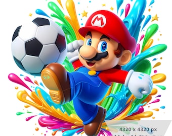 1 PNG Super Mario Splash Ball, Clipart Images, Digital design PNG file for sublimation, High Resolution, Instant Digital PNG Download