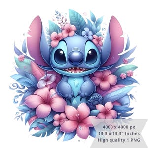 1 PNG かわいいステッチの花, クリップアート画像, 昇華用デジタル デザイン PNG ファイル, 高解像度, インスタントデジタル PNG ダウンロード