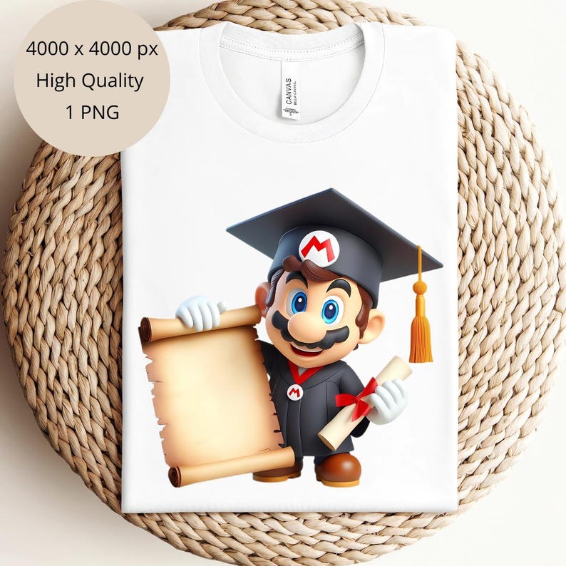 Mario Graduation Topper 1 PNG Cute Super Mario Graduation, Clipart Images, Digital Design PNG ...