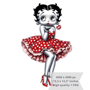 Betty Boop Mettendo Il Cane Pudgy Maglietta