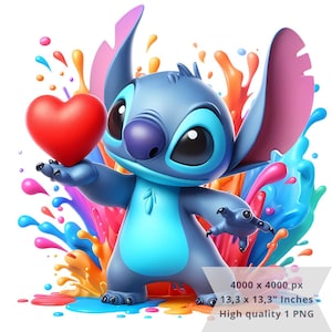 1 PNG かわいいステッチハート、クリップアート画像、昇華用デジタルデザイン PNG ファイル、高解像度、インスタントデジタル PNG ダウンロード