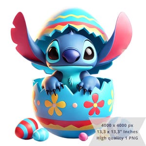 1 PNG かわいいステッチ イースター、クリップアート画像、昇華用デジタル デザイン PNG ファイル、高解像度、インスタント デジタル PNG ダウンロード
