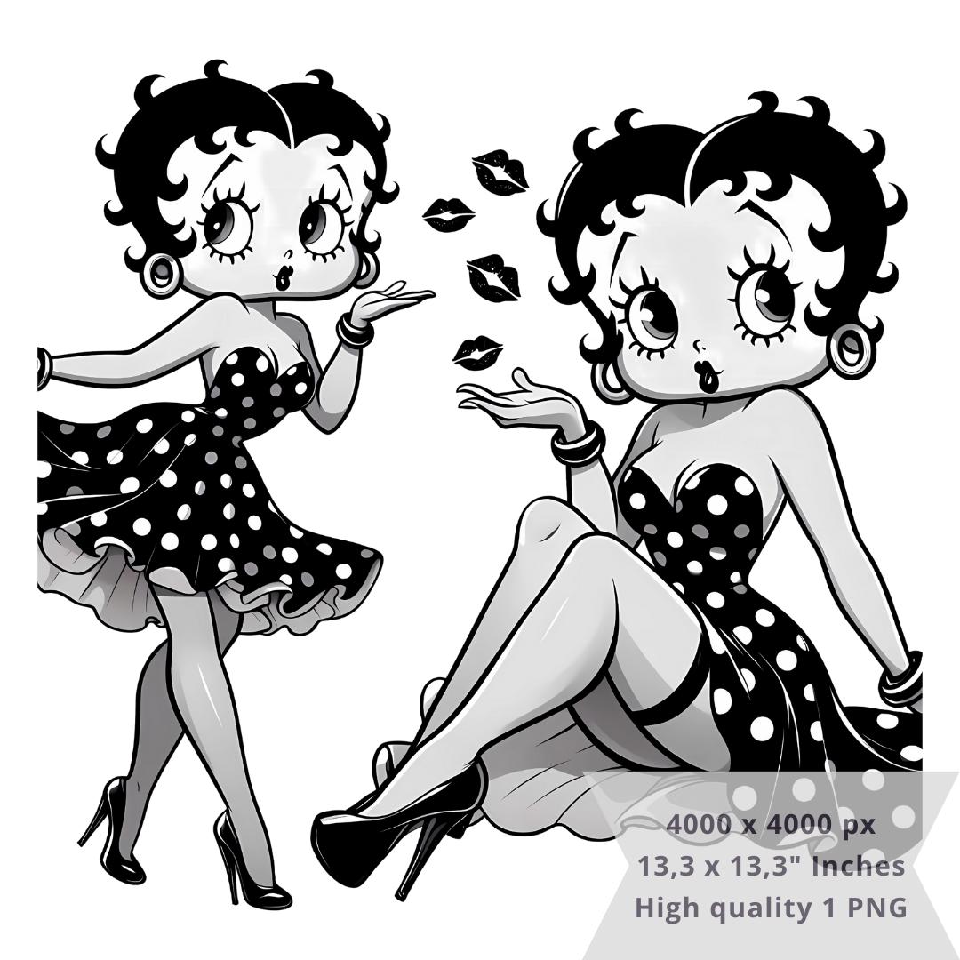 Boop Back 1 PNG Betty Boop Black and White, Clipart Images, Digital Design PNG ...