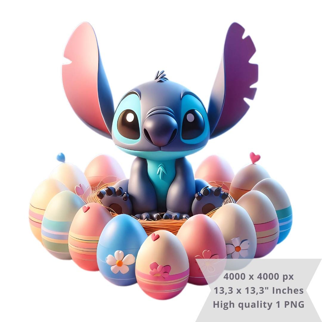 1 PNG Cute Stitch Easter, Clipart Images, Digital design PNG file for sublimation, High Resolution, Instant Digital PNG Download