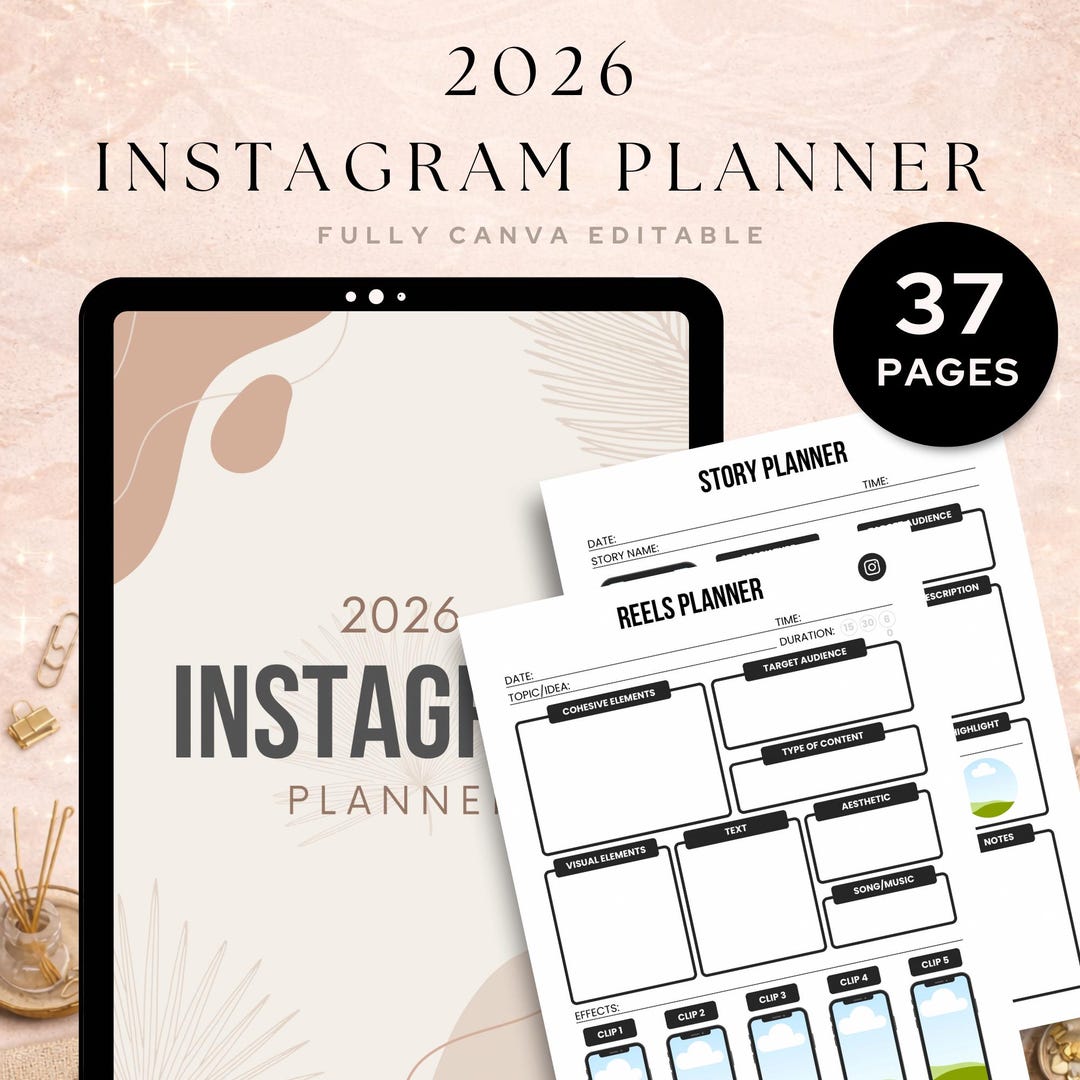 2026 Instagram Content Planner Social Media Strategy A4 Canva Il Kkyu 