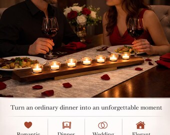 Centro de mesa para velas de té hecho a mano en nogal con base de arce.