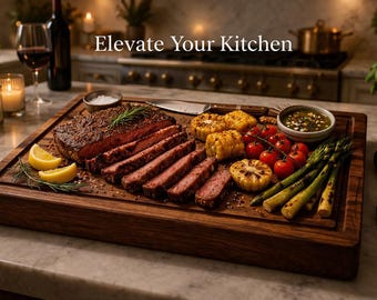 Tabla de cortar de nogal con veta de borde, hecha a mano.