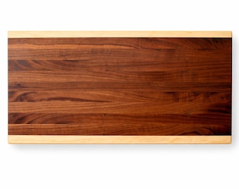 Tabla de cortar de lujo de nogal y arce, bloque de carnicero grueso con asas, incluye mantequera.