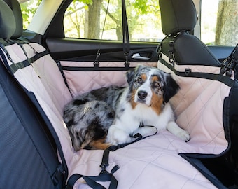 Hamaca rosa personalizada para perros para coche: Funda impermeable para asiento de mascotas