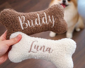 Juguete personalizado con forma de hueso para perros: peluche con nombre personalizado para perros, regalo suave para cachorros, juguete adorable para mascotas, regalo para amantes de los perros.