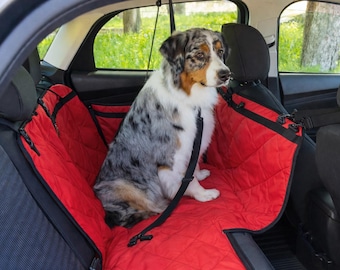 Hamaca impermeable para coche para perros, color rojo, con funda para asiento trasero, antideslizante, para mascotas - Protector de viaje