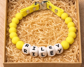 Collar para perro personalizado con cuentas y nombre, collar impermeable para mascotas, accesorio único para perros