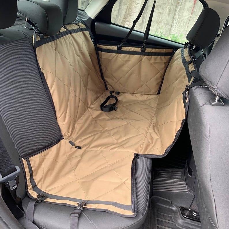Waterproof Dog Car Seat Cover - Scratch Proof Hammock Style, Personalized Hammock Cover on 2 Seats