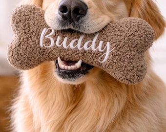 Custom Name Plush Toy for Dogs, Personalized Dog Bone Toy – Soft Puppy Gift, Cute Pet Toy, Gift for Dog Lovers