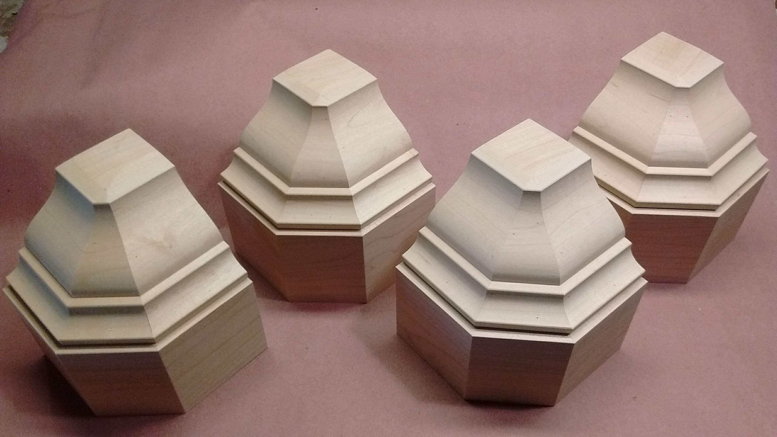 Crown Corners Solid Oak Inside Corner Blocks For Crown Molding – 3 5/8" Transition, Made In USA