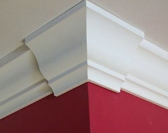 1 Crown Molding Corner Outside Block LOW PROFILE DECO style fits 4 5/8" molding.