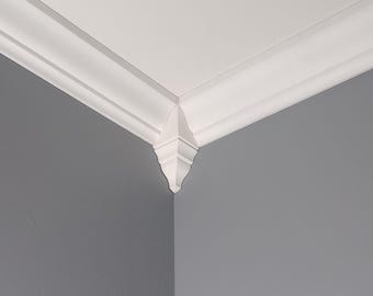 4 Crown Molding Corner Blocks fits 4 1/4 inch molding. (Package of 4 white)